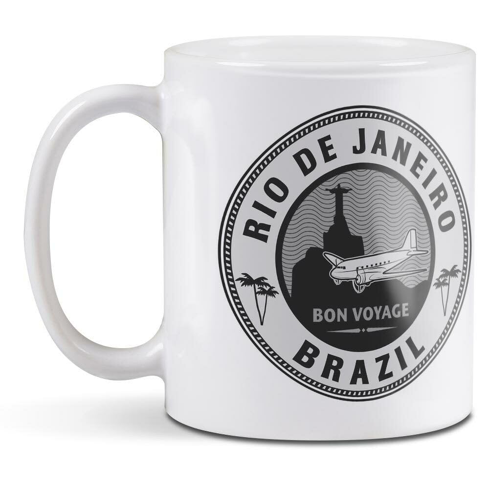 MUGSVILLA White Ceramic Mug - BW - Rio De Janeiro Brazil Travel Holiday Printed Coffee and Tea Ceramic Mug- 11OZ Ceramic Coffee Mug 9611