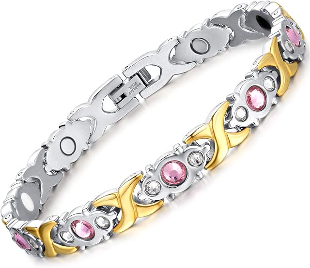 Jeracol Magnetic Bracelet for Women Sparkly Crystal Style Design Titanium Magnetic Bracelets Best Gift for Women Mother's Day with Remove Tool & Gift Box