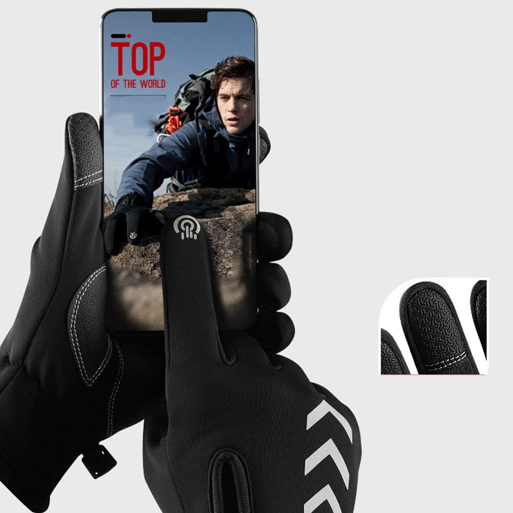 Guantes de Dedos Completos Guantes de Deportes al Aire Libre la Bici Impermeable a Prueba Viento Dedo Completo Invierno Pantalla táctil Antideslizante Absorbe los Golpes Cojín