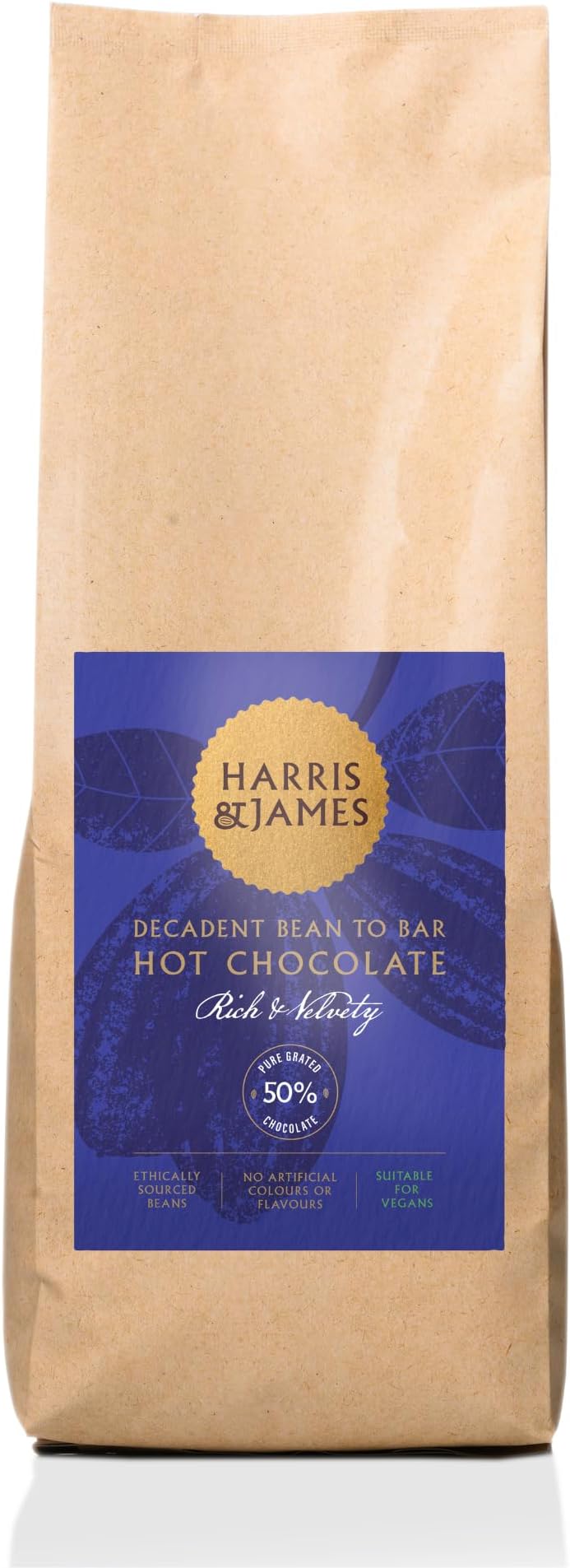 Harris & James Drinking Chocolate | Rich & Velvety 50% Chocolate Flakes 1kg | Decadent Bean To Bar Hot Chocolate From Cocao Beans | Hand Made in Small Batches