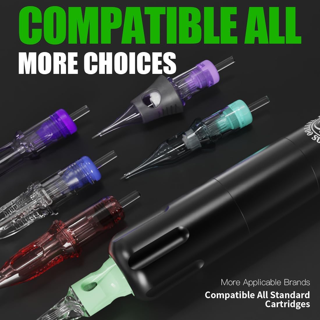 Dragonhawk S12 Kit Completo de Máquina para Tatuajes tipo Pluma Rotativa, con Batería 1100mAh, Agujas y Tinta para Profesionales y Principiantes