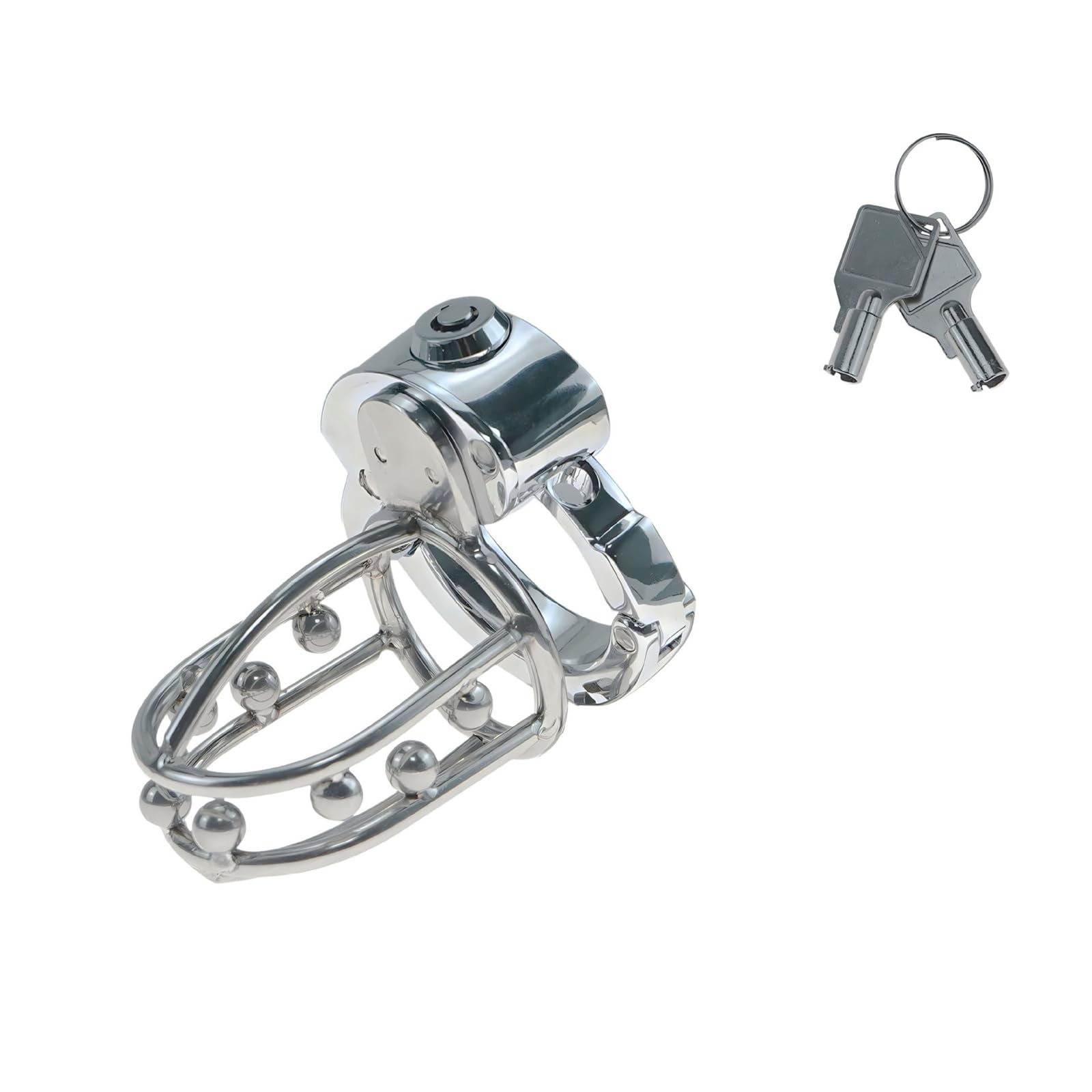 Serrure de chasteté en métal pour hommes, Perles intégrées cage à pénis serrure à pénis réglable anneau de pénis cage de chasteté entraînement cage de poulet couple
