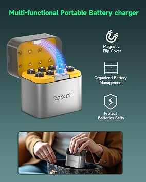 AA AAA Battery Charger,8 Bays Individual Rechargeable Battery Charger for 1.5V Lithium Batteries aa and 1.2V Ni-MH AAA Battery (no Batteries)