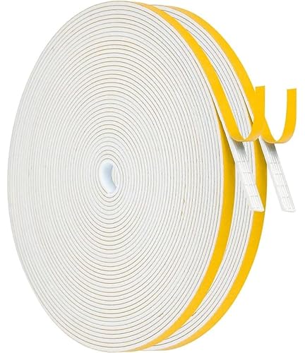 Joint Adhésif Isolation Fenêtre - Joint Porte Entrée en Mousse Caoutchouc 6mm(l) x 1.5mm(H) x 20m(L) - Anti Froid et Isolation du Bruit - Antichoc pour Coin de Placard, Blanc