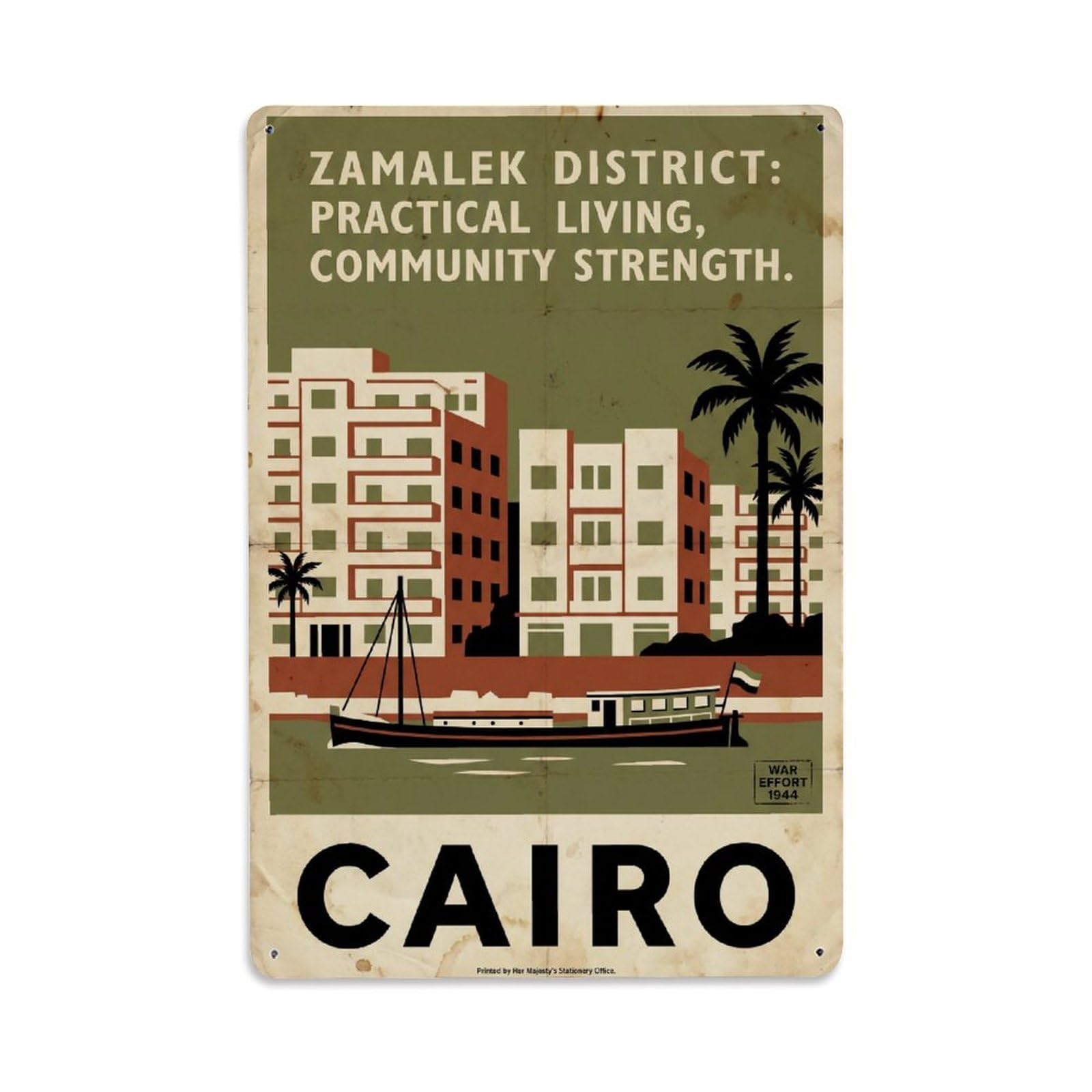 Gead 8X12inch Style Vintage Travel Cairo District Metal Tin Sign