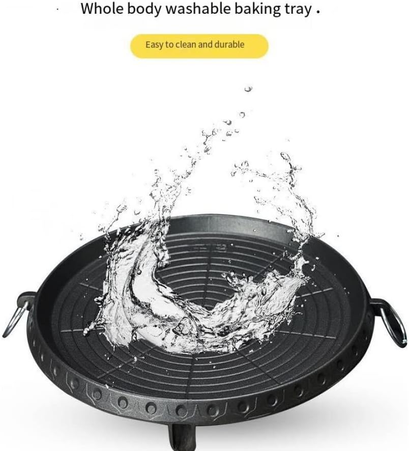 BBQ Grill Pan with Maifan Stone Coated Surface, Nonstick Stovetop Grill Pan for Indoor and Outdoor 12.5"