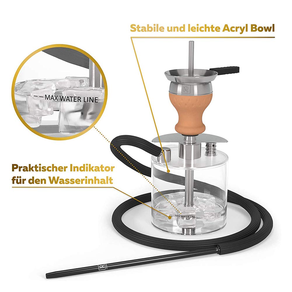 Juego de cachimba, Mini Shisha de Acero Inoxidable, Shisha acrílica Ligera para Llevar, establo de cachimba, Juego Completo con Bolsa de Cabeza de Chimenea para familias, hoteles
