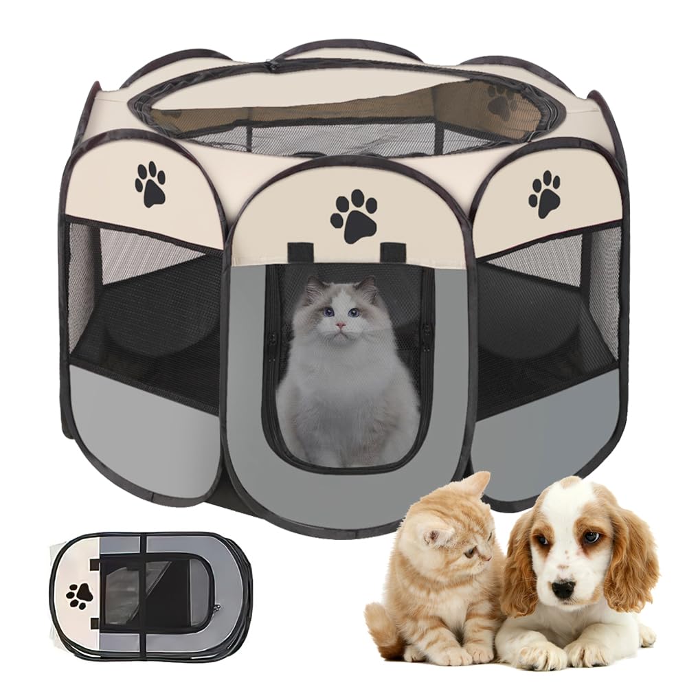 KBIBCK Parque para Perros, Parque Plegable para Perros, Portátil Parque para Perros, Parque Plegable para Mascotas para Perros, Gatos, Conejos, Adecuado para Perros pequeños, 73x73x43cm