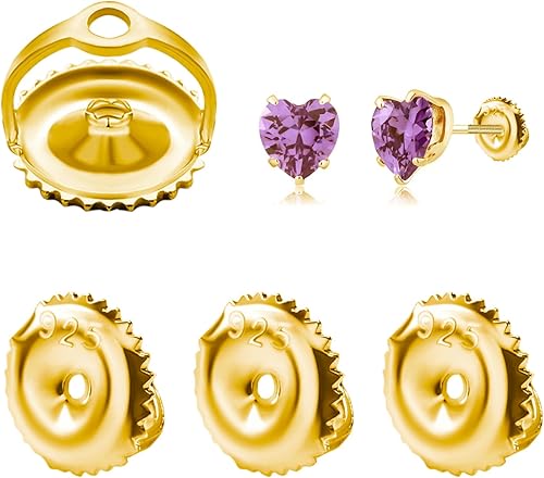 2 pares de aretes de repuesto de rosca de plata de ley 925, hipoalergénicos chapados en oro, para postes roscados de 0.032 pulgadas (dorado)