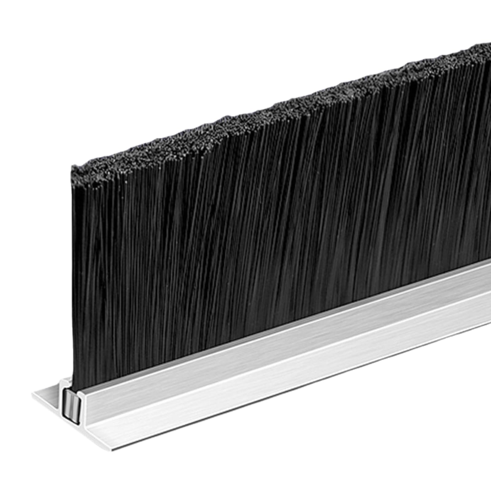 Tgdgfkias Silver-T Type Door Brush Seal Strip, Aluminum Alloy Door Bottom Brush Strip Draught Excluder Silver 10-200Mm(,120Mm)