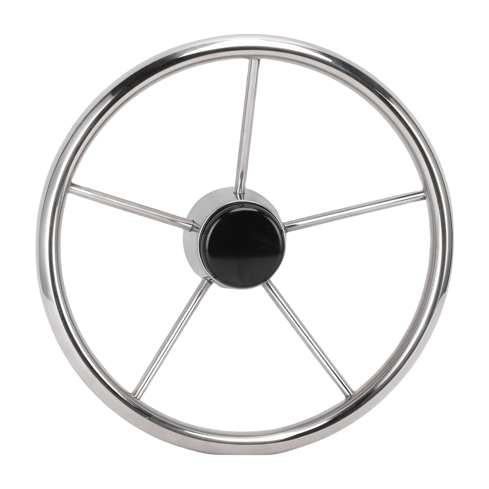 KIMISS Volante de Barco de Acero Inoxidable de 5 Radios, Estilo de 13-1/2 Pulgadas para Yates y Lanchas Rápidas, Volante Marino Clásico con Agarre Cómodo