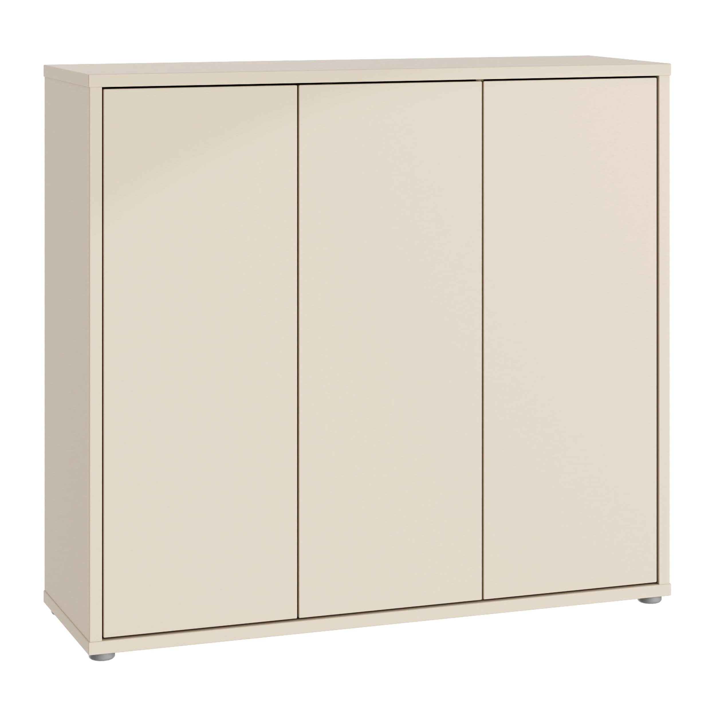 Forte Alice Springs Schuhschrank 100 110, Flurschrank 3 Türen 8 Einlegeböden, Holzwerkstoff, Kaschmir Beige, 109,2x99,1x34,9 cm