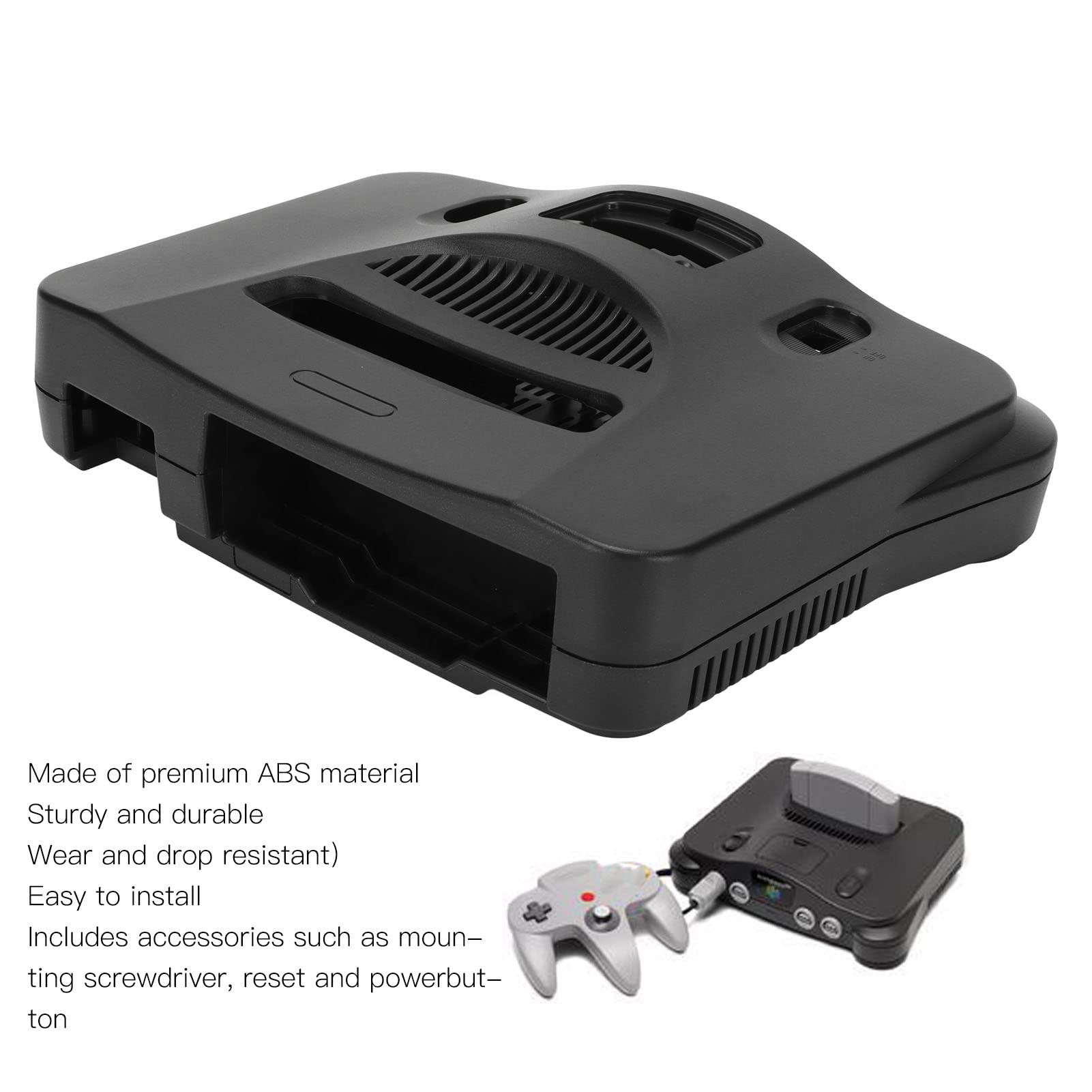 Septpenta Custodia per Console per Videogiochi retrò, Custodia di Ricambio per Console per Videogiochi retrò N64, Reset Cacciavite Accessorio e Adesivi per Pulsante di Accensione, Materiale ABS