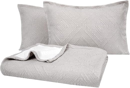 Yatas Bedding Bedspread Set - Soft & Lightweight Bedspread Set + 2 Pillowcase - Stone (King)