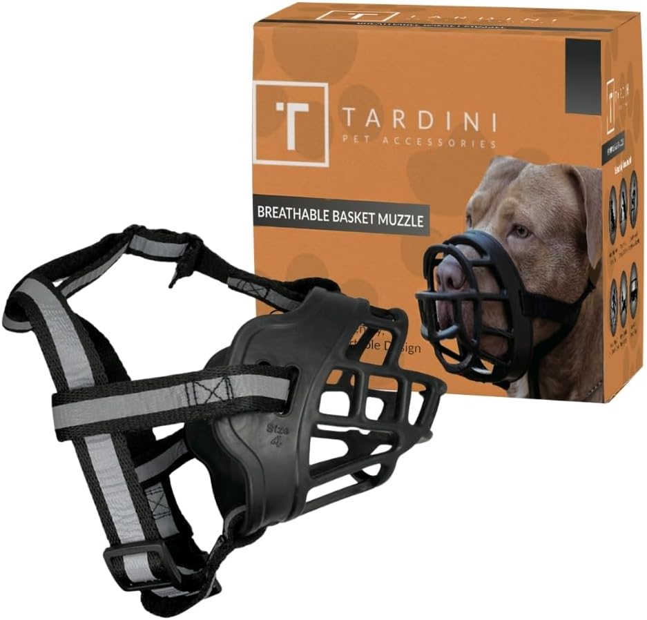 Dog Muzzleโ Soft Rubber Basket Muzzle for Large Dogs- Dog Mussel for Medium Sized Dogs- Mouth Guard for Small Pets - Prevents Biting, Scavenging- Allows Panting, Drinking- Bozales para Perros