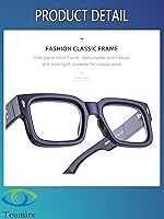Vista 8 de Thick Square Frame Glasses for Women Men Chunky Rectangle Non Prescription Blue Light Glasses Computer Eyeglasses A1 Black