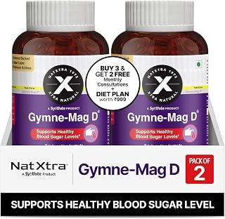 NatXtra Gymne-Mag D Diabetic Care Supplement | Supports Sugar Balance, Helps Manage Sweet Cravings & Metabolic Wellness | Gymnema Sylvestre (Gurmar) + Magnesium + Vitamin D3 | 120 Vegetarian Capsules