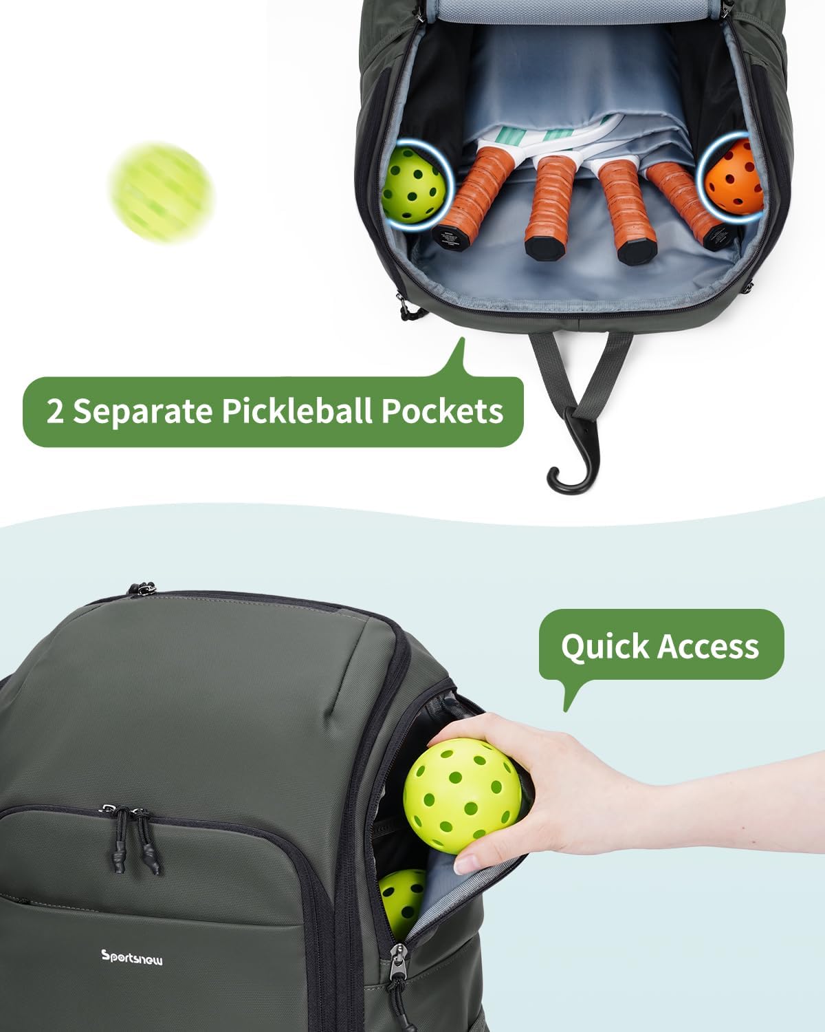 sportsnew Pickleball Bag Large Sports Pickleball Backpack with Shoe Compartment for Men Women, Patent Pending - Image 2