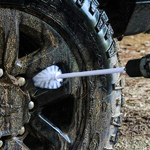 RotoScrub 2 Drill Brush Kit - Extended Reach Wheel Brush with Heavy Duty Bristles + Super Extended Long Wheel Brush with Soft Bristles