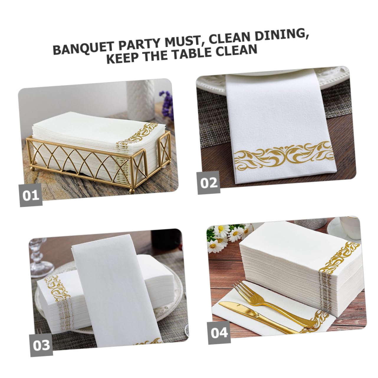100 Piezas Servilletas de Papel y Doradas con Diseño Floral para Banquetes Fiestas de Cumpleaños y Despedidas de Soltera