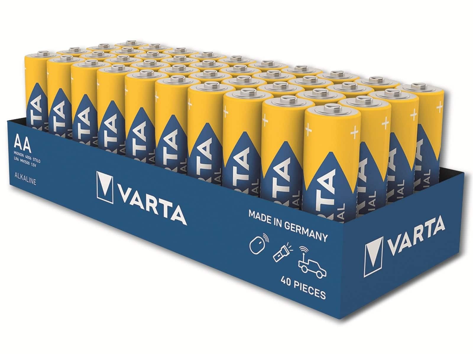 40X Varta Industrial Pro AA Alkaline Batteries 1.5v LR6 MN1500 Long Lasting Accu
