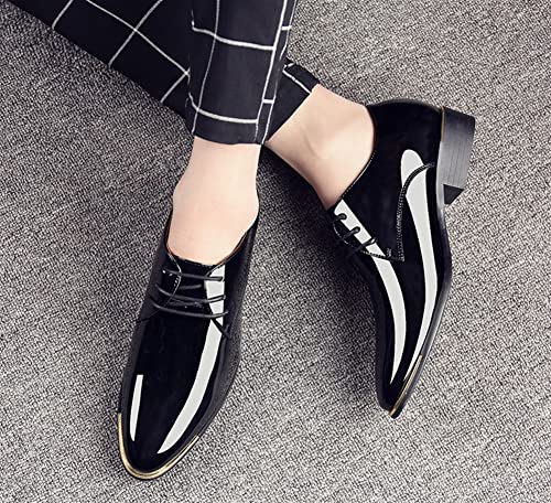 Dress Formal Shoes for Men Lace Up Derby Shoes Round Toe Faux Leather Slip Resistant Anti-Slip Non Slip Wedding(Black,10 M US)3