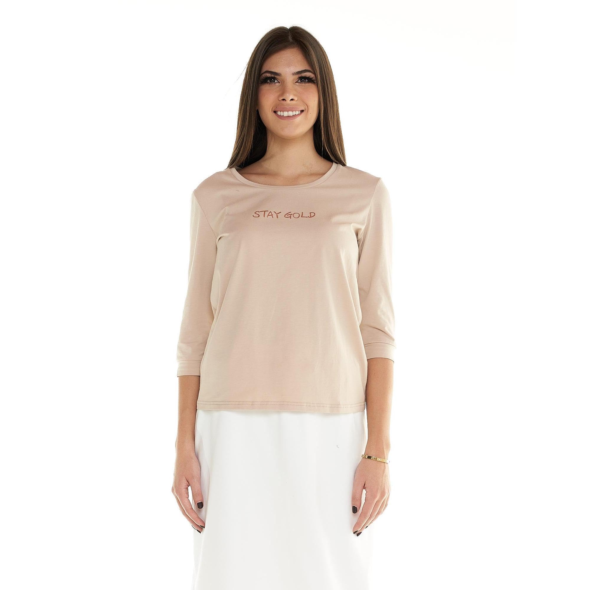 LEONE - Camiseta de mujer con mangas 3/4 Winter Chic Boxing