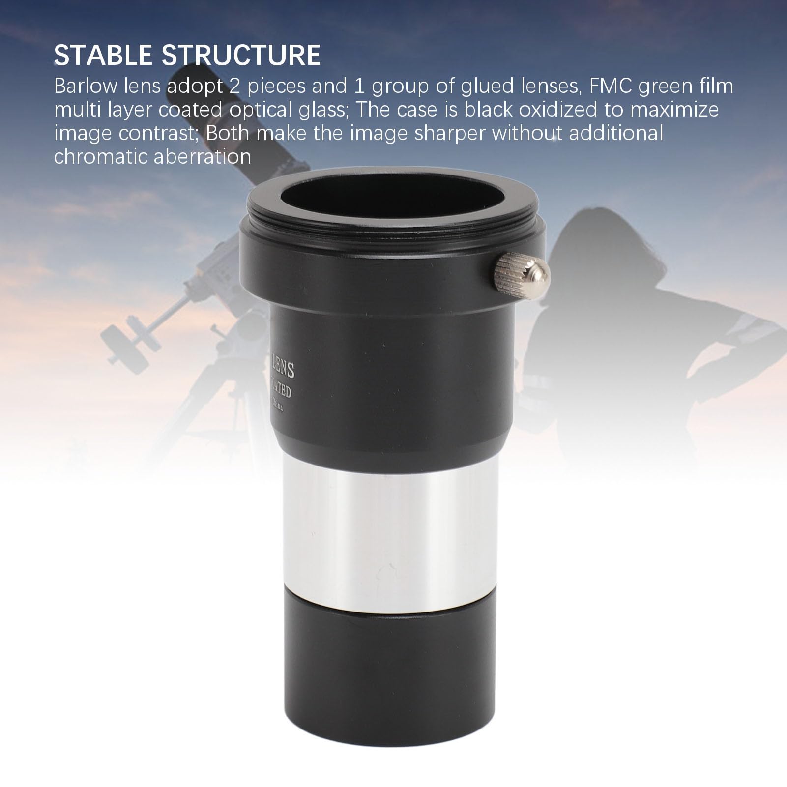 Lente Di Barlow 2X Per Telescopi - 1.25'' Con Filettatura M35 E Rivestimento FMC Verde - Foto 2