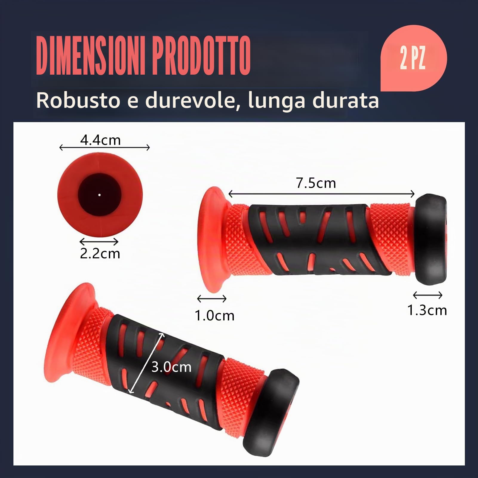 Coppia di manopole bici bambino, manopole bici bambini,Manopole Manubrio in Gomma Morbida 95mm,Diametro 22mm,Sicurezza con Protezione Antiurto per Biciclette,Tricicli, Scooter