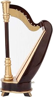 Miniature Harp Model, 9.8in Harp Model Wooden Instrument Miniature Ornaments with Storage Case Harp Musical Instrument Table Decoration Ornament