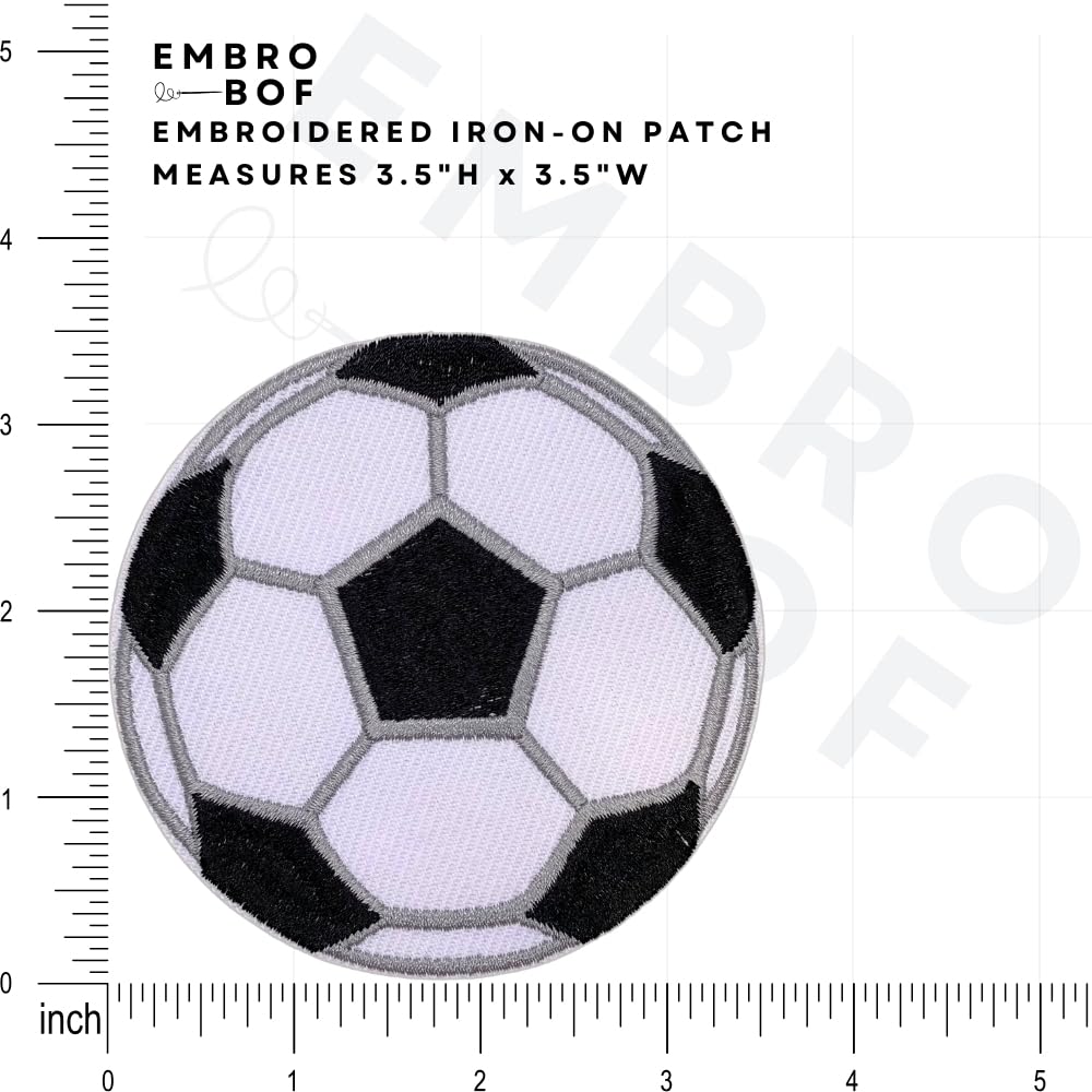 Parche clásico de balón de fútbol de 3.5 pulgadas, parche para planchar con diseño de balón de fútbol, parches bordados para mochilas