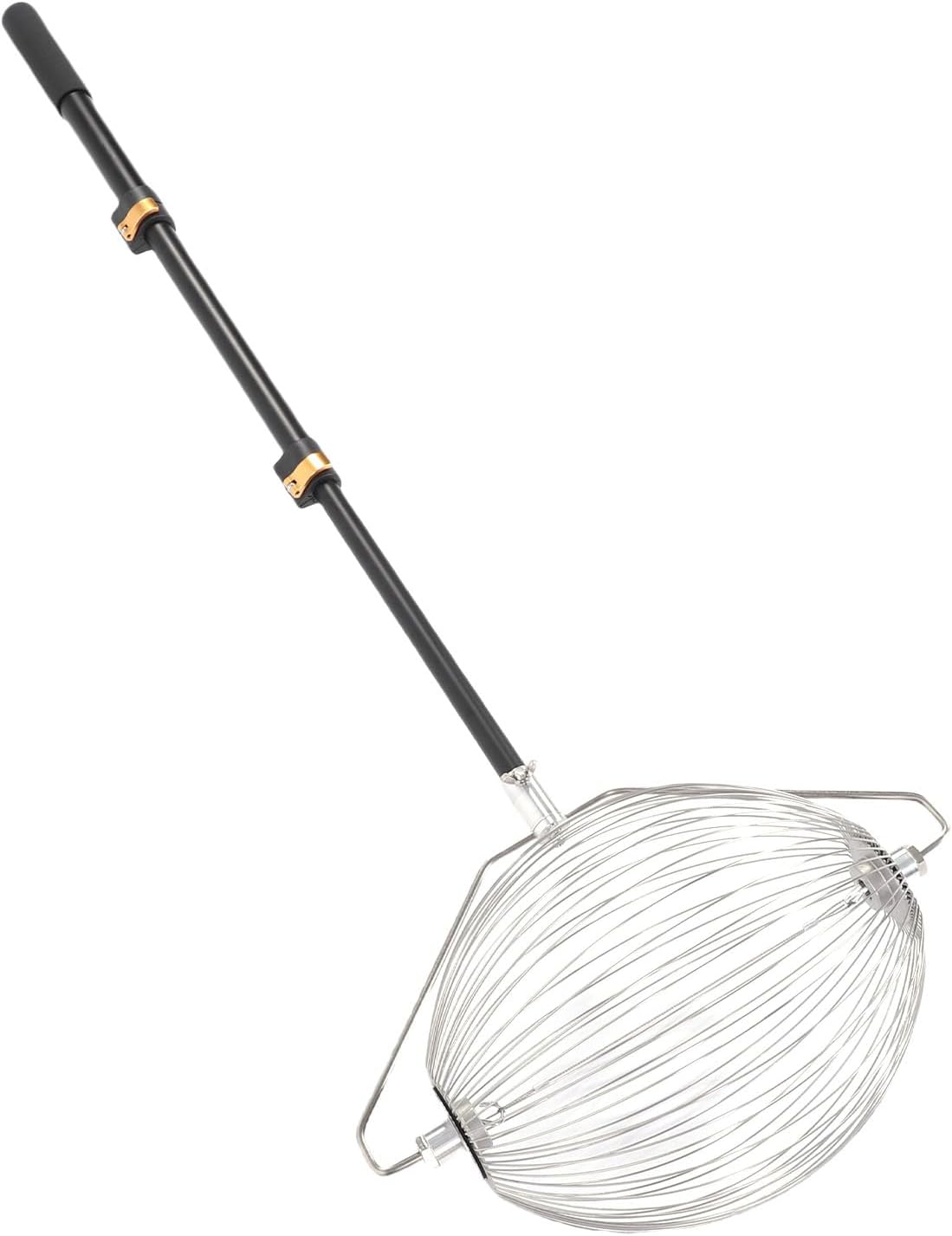 Luqeeg 4.3ft Garden Nut Gatherer, Stainless Steel Purpose Ball Rolling Picker with Nut Gatherer Bucket Pecan Picker Upper for Apples Oranges Chestnuts Orchards Fields L