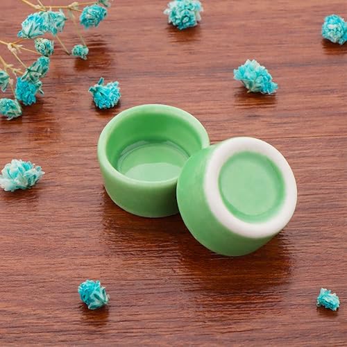 9 Pcs Small Spider Water Bowl Tarantula Ceramic Mini Dish for Tarantula Spider Millipede Tiny Bugs Terrarium Breeding Feeders (Green)