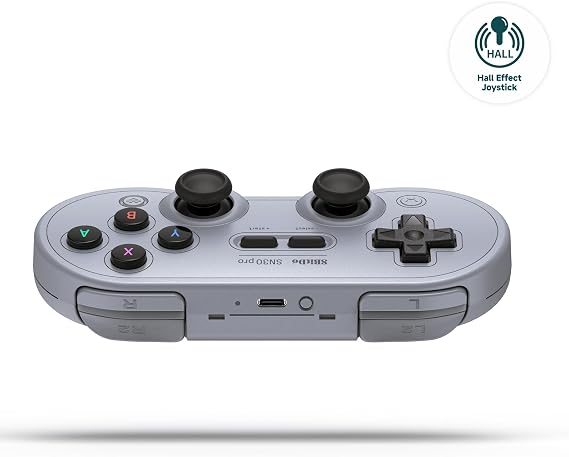 8BitDo SN30 Pro Bluetoothコントローラー、ホールエフェクトジョイスティックアップデート、Switch/Switch 2、PC、MacOS、Android、Steam Deck＆Raspberry Piと互換性 Gray