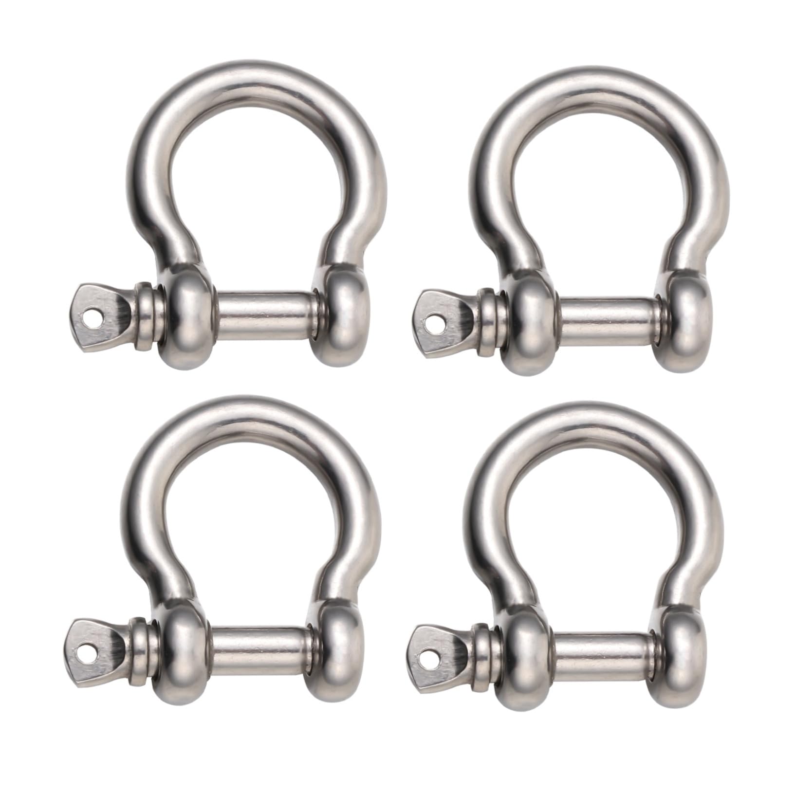 Veemoon 4pcs Stainless Steel Horseshoe Lifting Shackles Lock D-Ring Shackles for Boat Bow Marine and Lifting