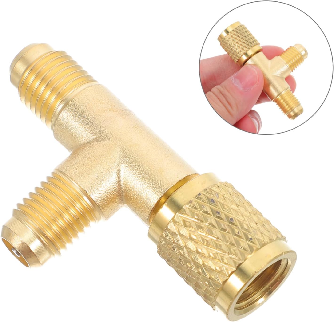 Cabilock Quick Coupler Tee Adapter Recharge Hose Connector for Systems Durable Leak-resistant Copper Fitting for Hvac Maintenance
