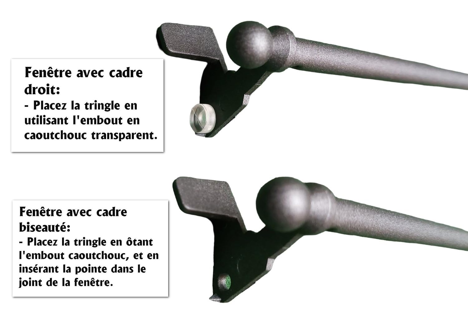MadeInNature Lot de 2 tringles à Clipser, Autobloquantes, Montage sans Vis ni perçage Fix’VIT Extensibles, Couleurs et Longueurs au Choix (Extensible 50x80 cm, Lot de 2 Embout Boule Béton)