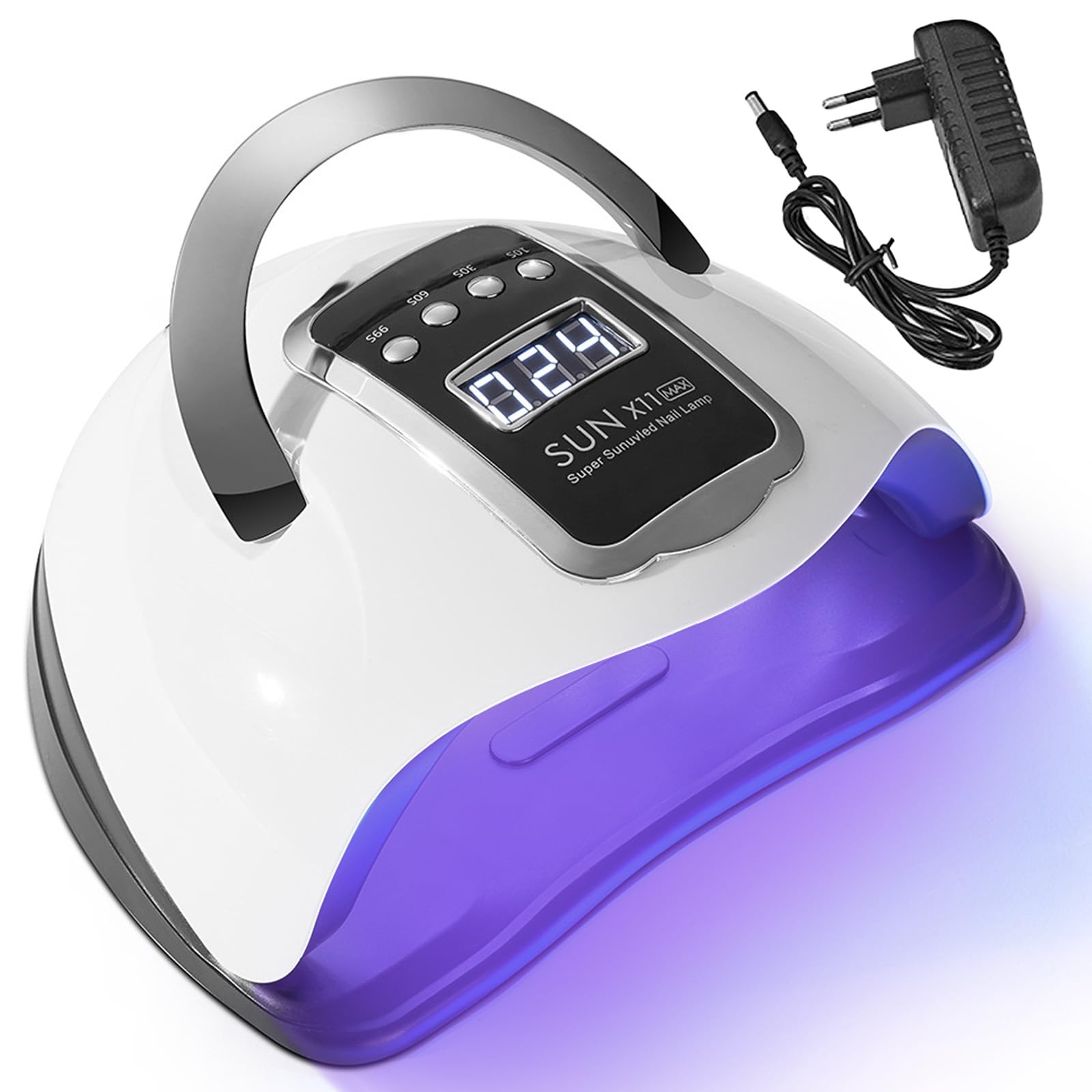66 LED Lampe Gel, 280W Materiel Onglerie Professionnel, UV Sèche Automatique pour Verni Semi Permanent, Main, Pied, Machine Ongle avec Poignée, 4 Minuterie 10/30/60/99s, LCD Ecran, Capteur Intelligent