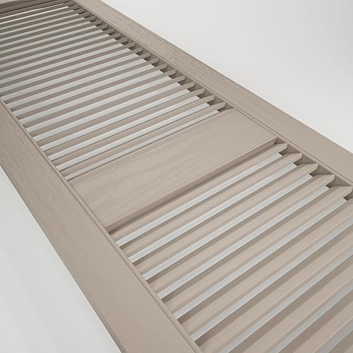 Miniatura 26 de Builders Edge 12 pulgadas de ancho x 48 pulgadas de alto, montante central superior de catedral estándar, persianas con listones abiertos, incluye