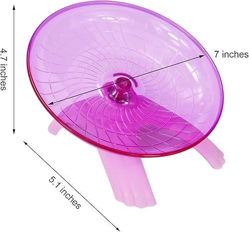 Miniatura 5 de Rueda de ejercicio para hámster, platillo volador, silenciosa, para ratón, erizo, erizo, animales pequeños (rosa)