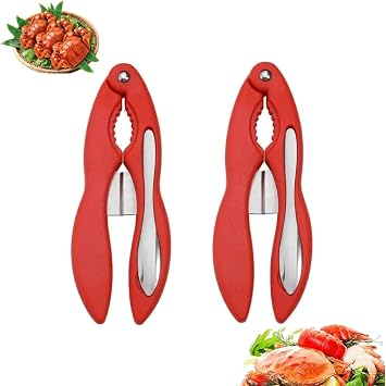 KRILLIQ Nutcracker Crab Plier Crab Eating Tools Stainless Steel Four-piece Set Crab Meat Remover Seafood Cracker for Family Gatherings for Nut Shelling