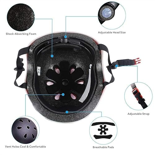 Miniatura 4 de JeeFree Casco de patineta ajustable con rodilleras, coderas, muñequeras, casco de bicicleta y almohadillas para niños pequeños y jóvenes