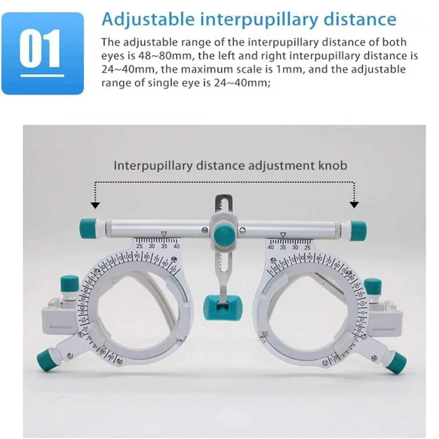 COYEUX Montura Ajustable para Lentes De Prueba Ópticas, Montura Universal para Pruebas Optométricas, Rango De Distancia Interpupilar De 48 a 80 Mm, para Ópticas Y Hospitales Oftalmológicos