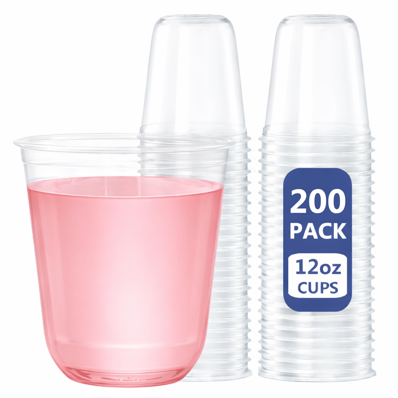 Photo 1 of ***INCOMPLETE SET/ MISSING PIECES*** WELLIFE 12 oz Clear Plastic Cups, 200 Pcs Disposable Wine Glasses Stemless Cocktail Punch Cups for Cold Drinking Wedding Party Supplies Birthdays Valentine's Day Easter