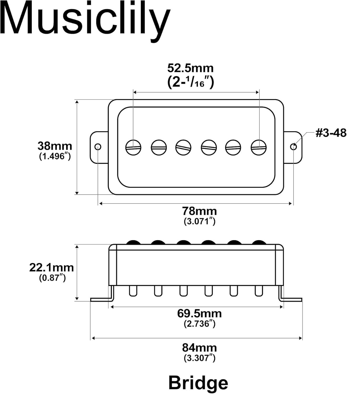 Artec SHA66C Alnico 5 Splendor P90 Style Humbucker Sized Single Coil Bridge Pickup 8.8K for Les Paul Style Electric Guitar, Chrome/Black