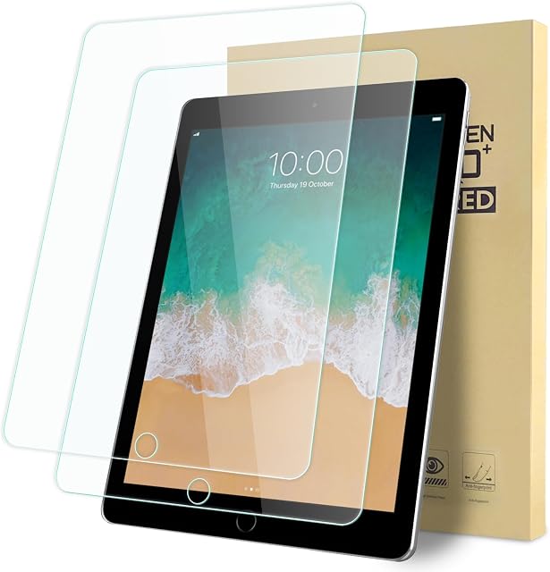 2-Pack Screen Protector Compatible with iPad 9.7" 6th/5th Generation - 2018/2017 Model/iPad Air 2/ Air 1/ iPad Pro 9.7, Tempered Glass Clear Film, Anti-Scratch, 9H Hardness, Easy Installation