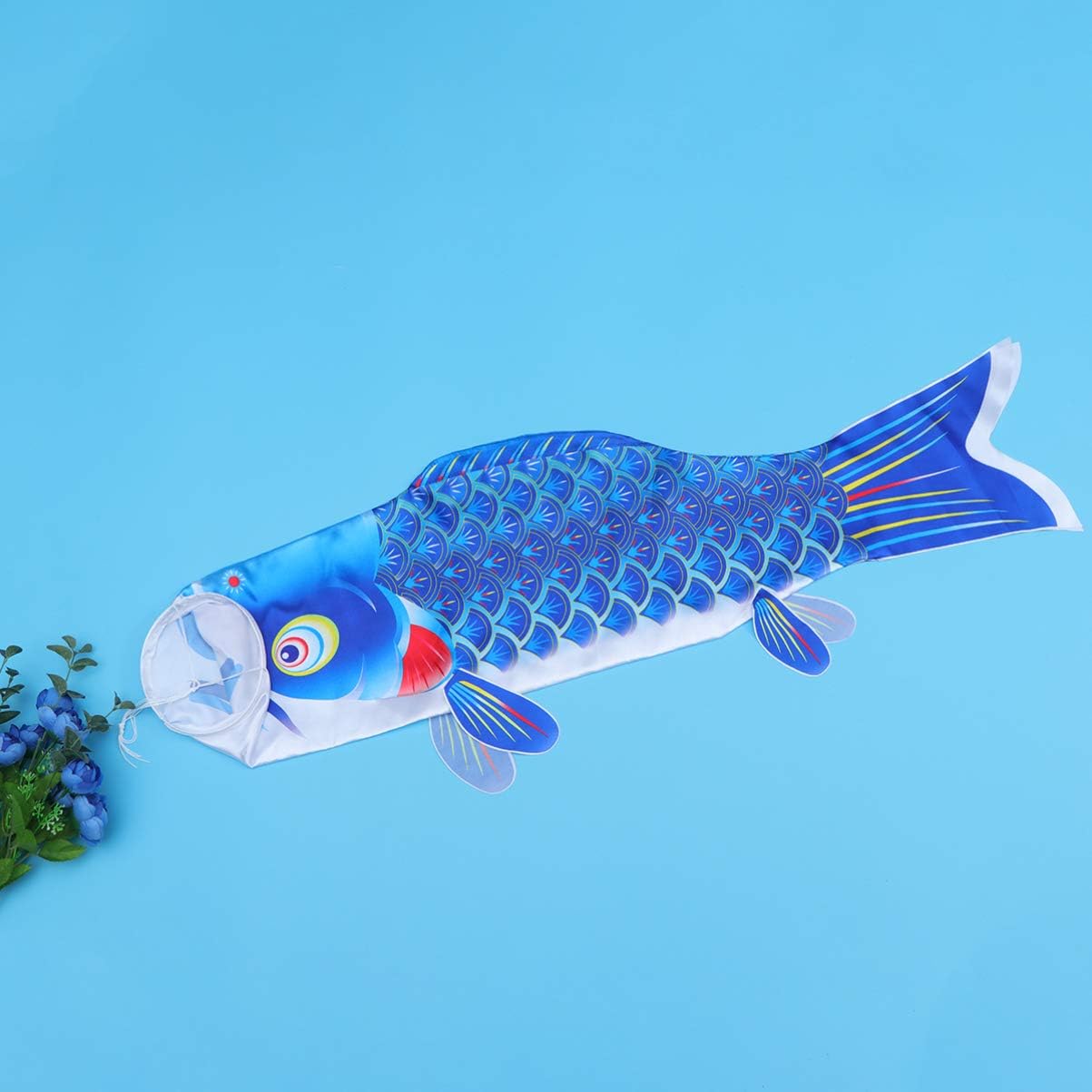 YARDWE 1M Japanese Carp Windsock Streamer Fish Flag Kite Koinobori Dragon Boat Festival Carp Banner for Home Outdoors Izakaya Room Sushi Bar Hanging Decorations Blue
