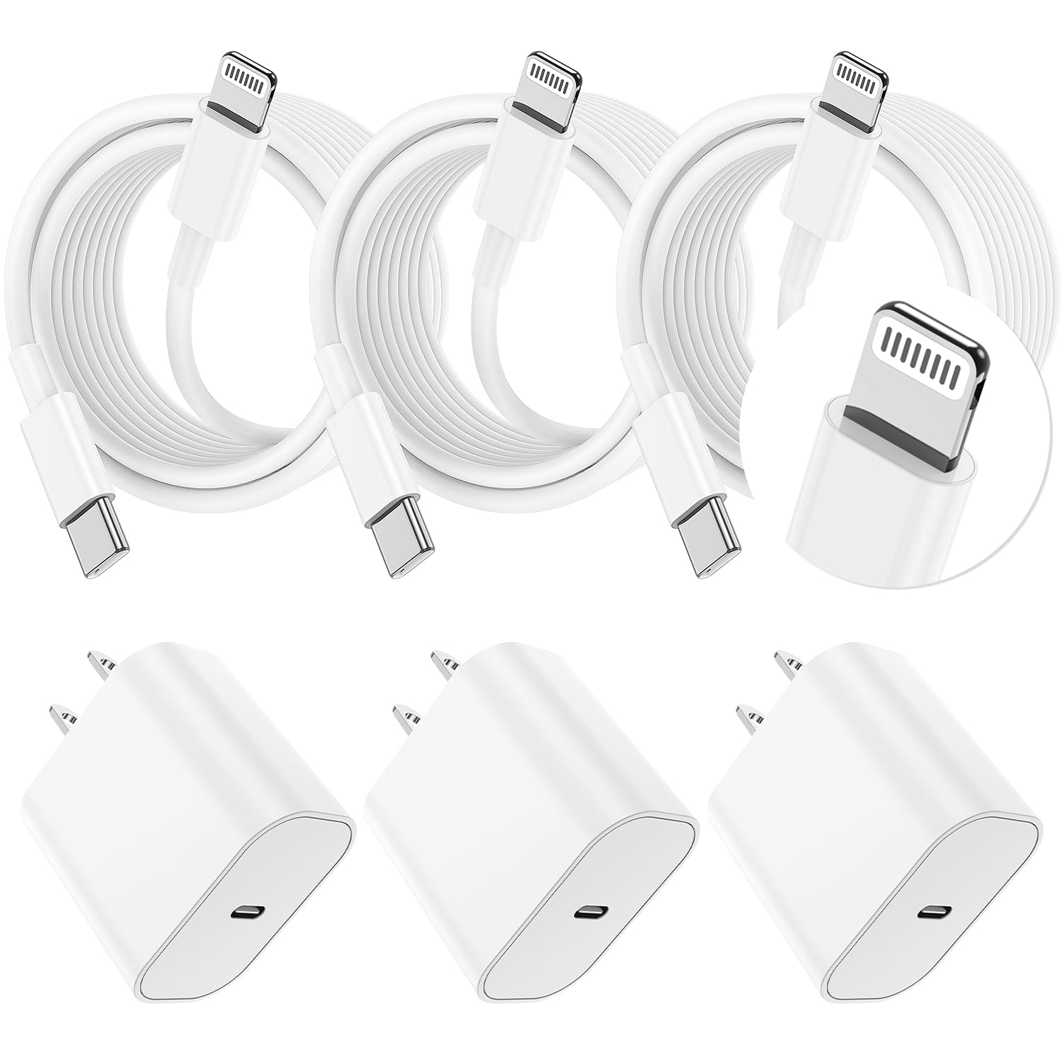 Essri i Phone Charger Fast Charging 10 FT, 3-Pack 20W PD USB C Charger Block with iPhone 14 13 Charging Cable 10 Foot, Compatible with iPhone 14 Pro/13Pro Max/12/11Pro/Mini - White