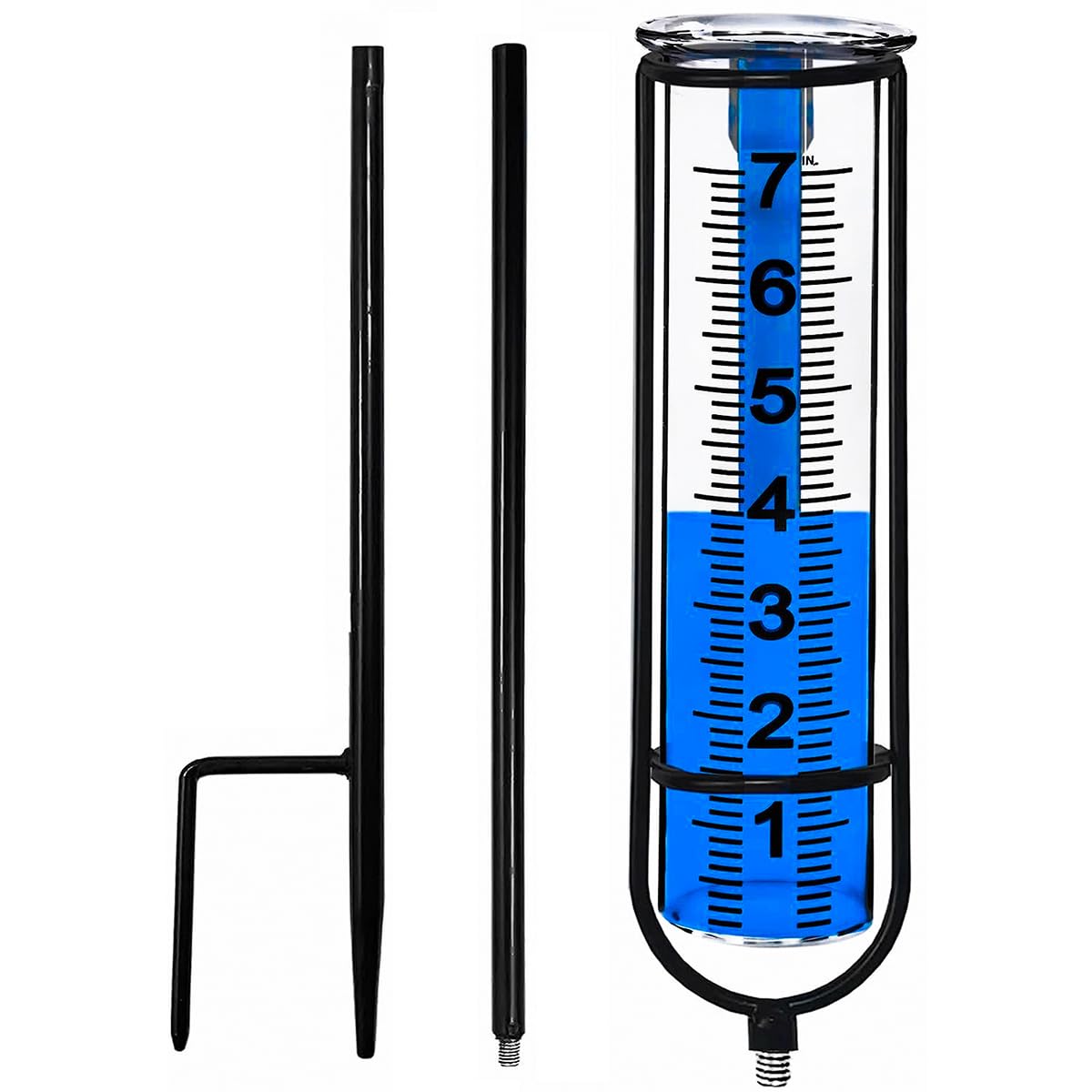 Pluviómetro de plástico para Exteriores con Soporte de Hierro, Resistente al frío, a Las Grietas y a la deformación, Ideal para la decoración de Jardines y céspedes.