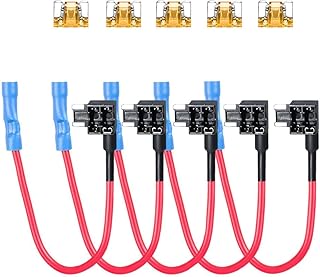 5 x 12V-24V Low Profile Mini APS Add-a-Circuit Fuse Tap - Miniature Piggy Back Blade Fuse Holder with Wire Harness, 5 pcs 5A Fuse (Pack of 5)